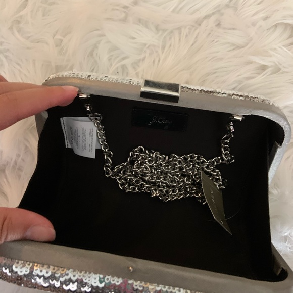 NWT J. Crew Minaudière Bag Clutch Silver Sequins - Picture 3 of 6